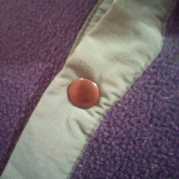 Woolrich Fleece Pullover Jacket sz M Dark Blue Snap Collar - Picture 6 of 7